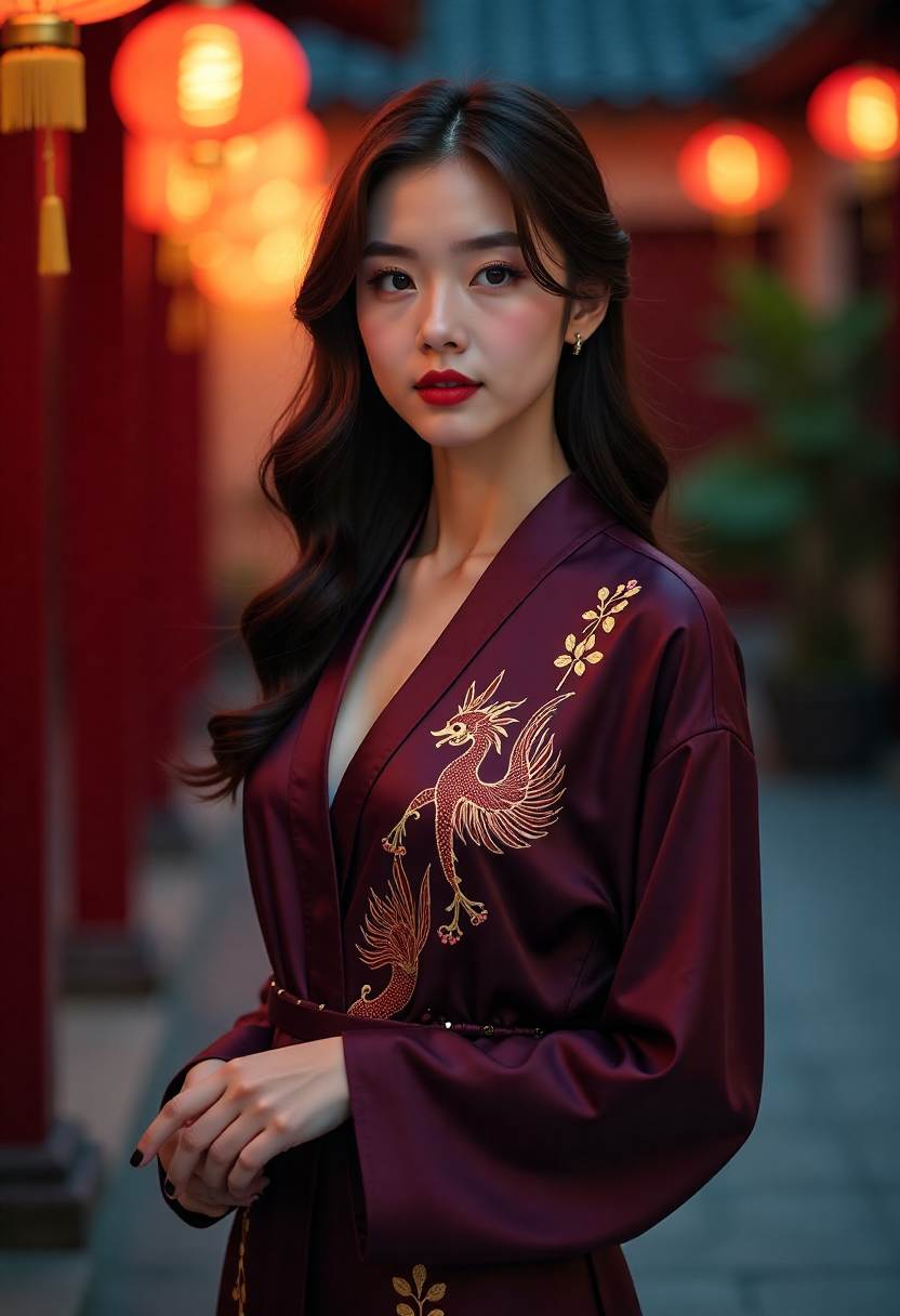 动画人物侧脸与夕阳场景